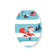 Christmas Decorations SANTA IS ON HIS WAY- Wooden Xmas Oval Decoration and Fridge Magnet