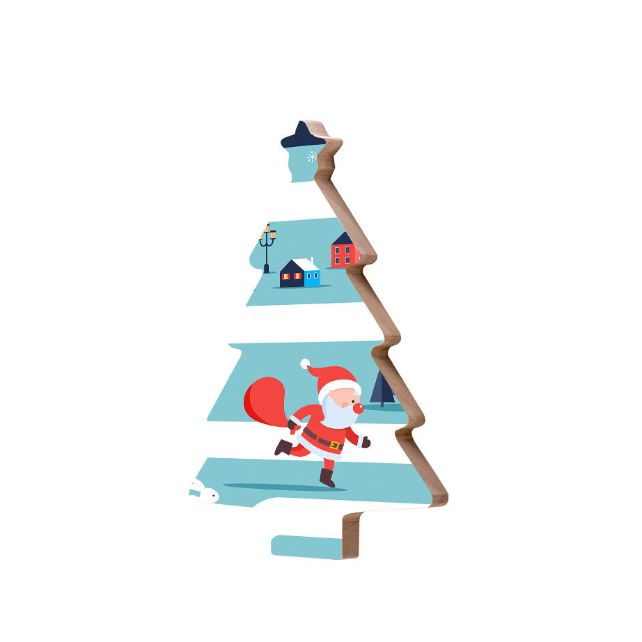 Christmas Decorations SANTA IS ON HIS WAY- Wooden Xmas Tree And Fridge Magnet