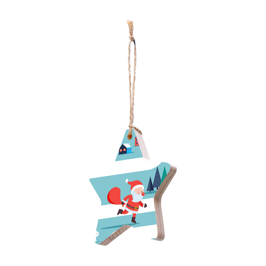 Christmas Decorations SANTA IS ON HIS WAY- Wooden Xmas Star And Fridge Magnet