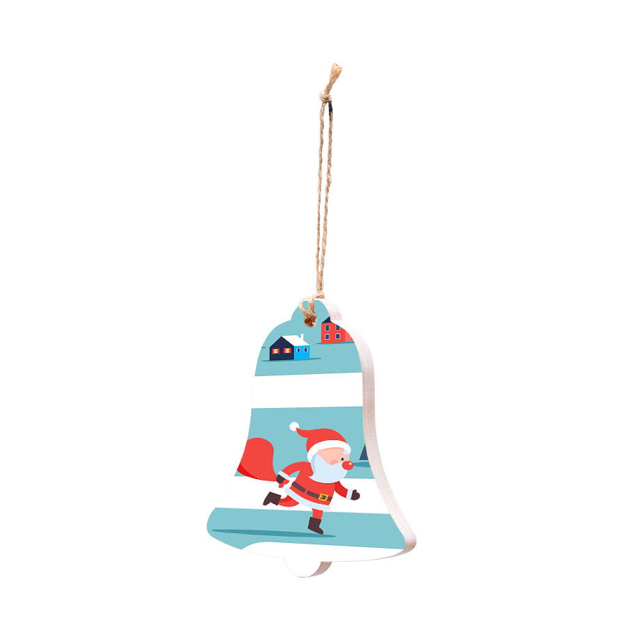 Christmas Decorations SANTA IS ON HIS WAY- Wooden Xmas Bell And Fridge Magnet