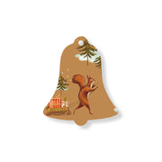 Christmas Decorations SANTA SQUIRELL- Wooden Xmas Bell And Fridge Magnet