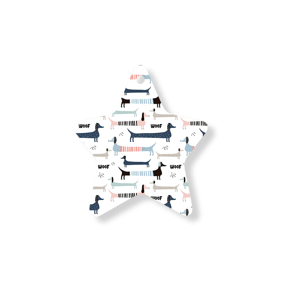Christmas Decorations SAUSAGE DOG- Wooden Xmas Star And Fridge Magnet
