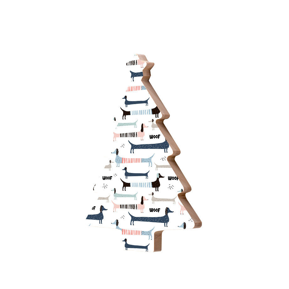 Christmas Decorations SAUSAGE DOG- Wooden Xmas Tree And Fridge Magnet