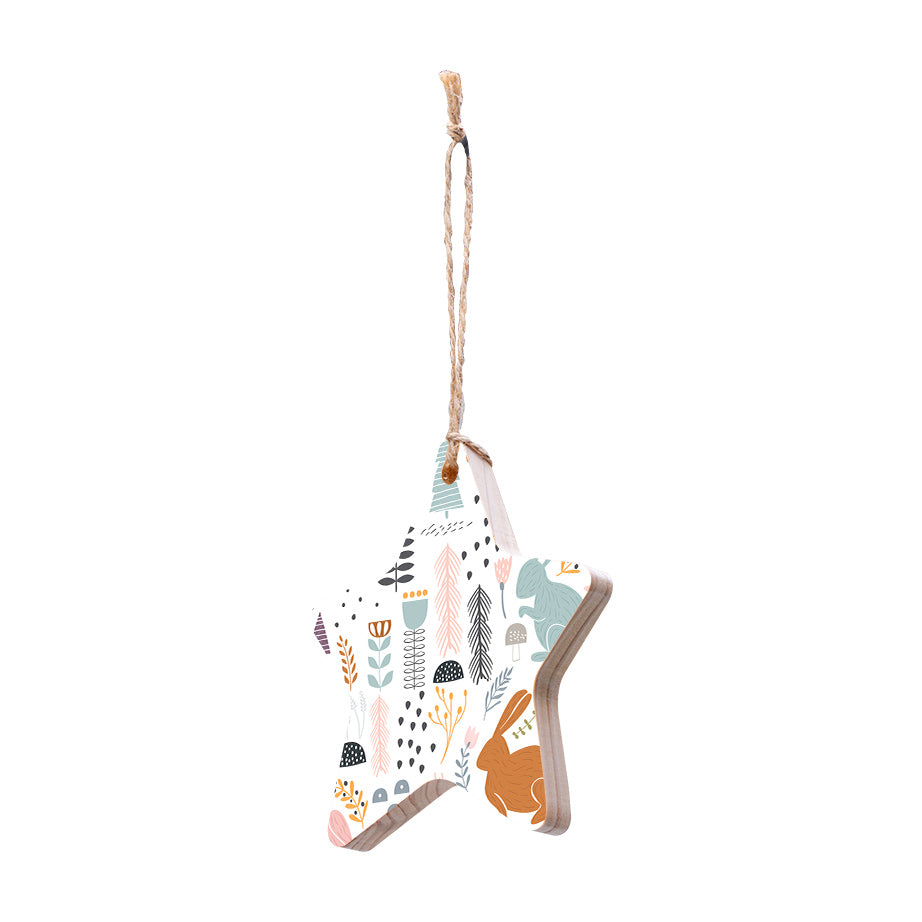 Christmas Decorations SCANDI FOREST- Wooden Xmas Star And Fridge Magnet