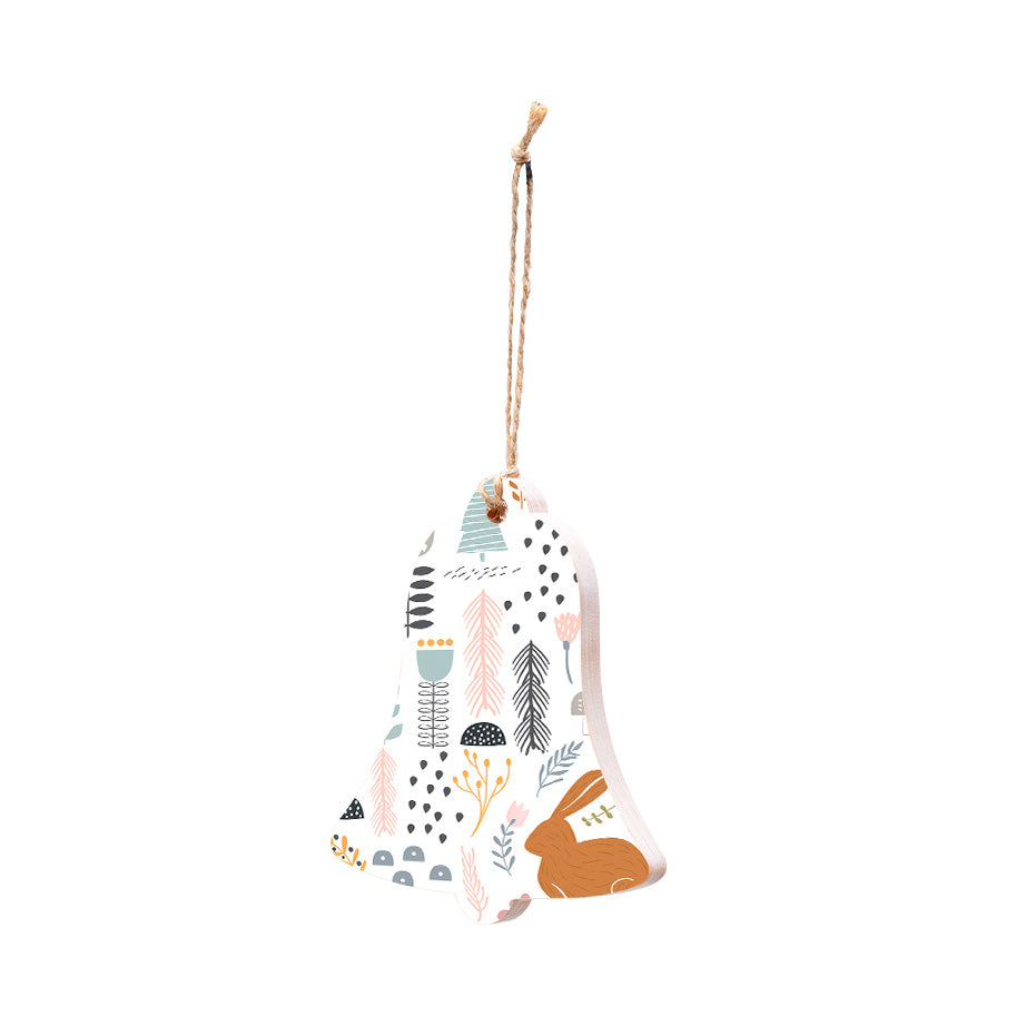 Christmas Decorations SCANDI FOREST- Wooden Xmas Bell And Fridge Magnet