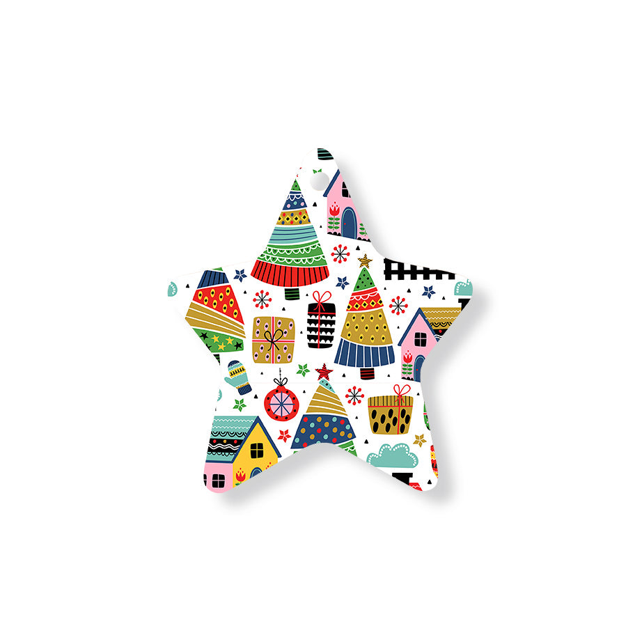 Christmas Decorations SCANDI XMAS- Wooden Xmas Star And Fridge Magnet