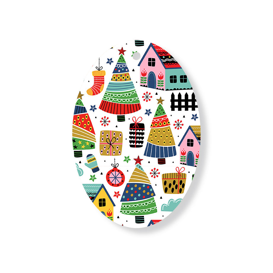 Christmas Decorations SCANDI XMAS- Wooden Xmas Oval Decoration and Fridge Magnet
