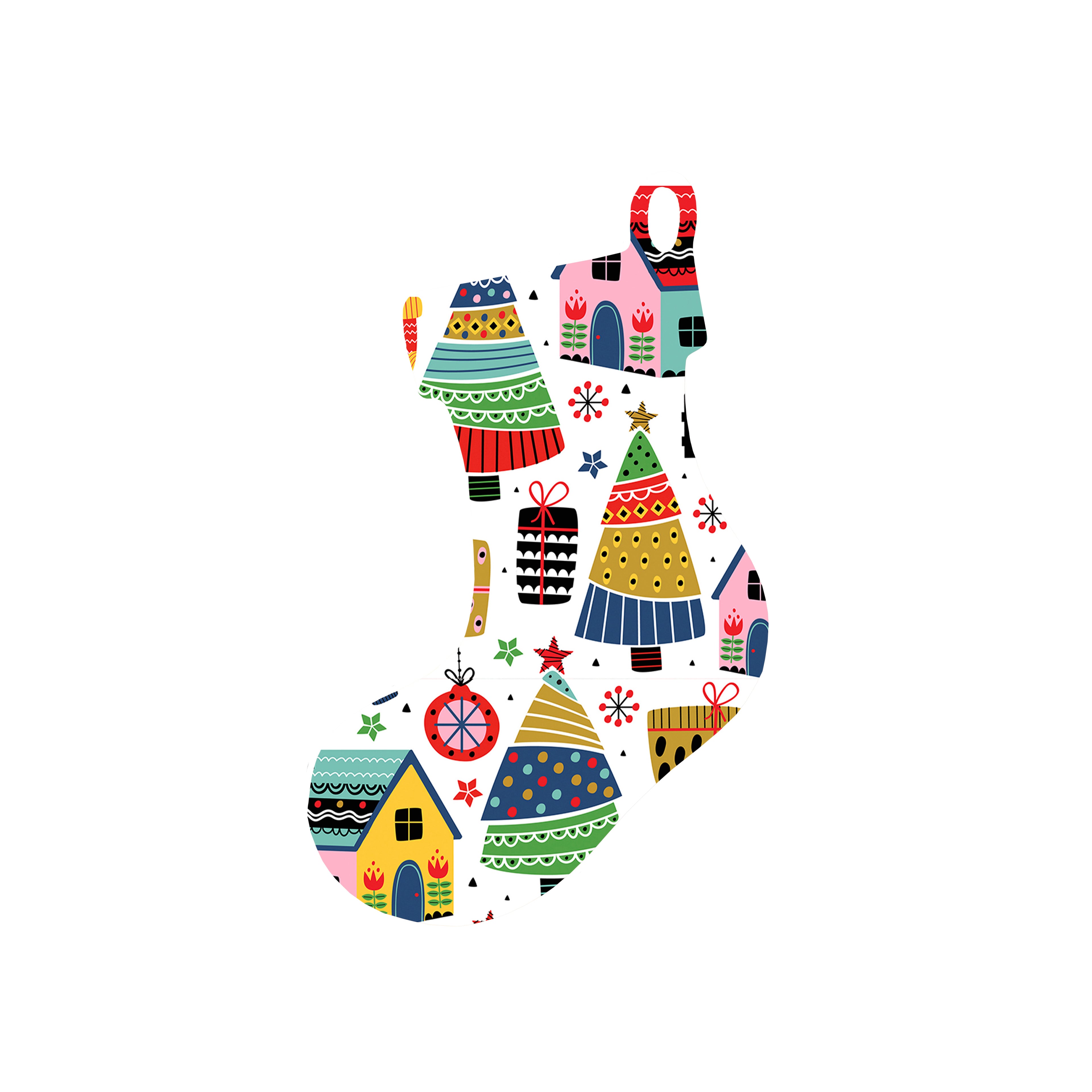 Christmas Decorations SCANDI XMAS- Wooden Xmas Stocking And Fridge Magnet