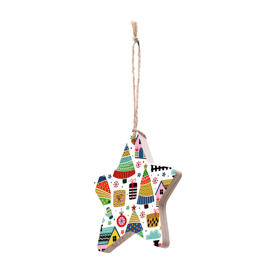 Christmas Decorations SCANDI XMAS- Wooden Xmas Star And Fridge Magnet