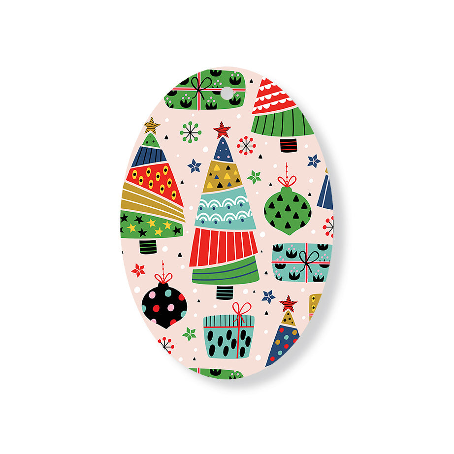 Christmas Decorations SCANDI XMAS II- Wooden Xmas Oval Decoration and Fridge Magnet