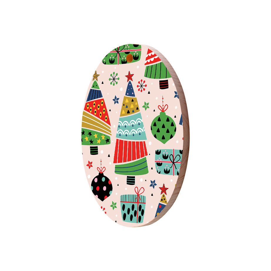 Christmas Decorations SCANDI XMAS II- Wooden Xmas Oval Decoration and Fridge Magnet