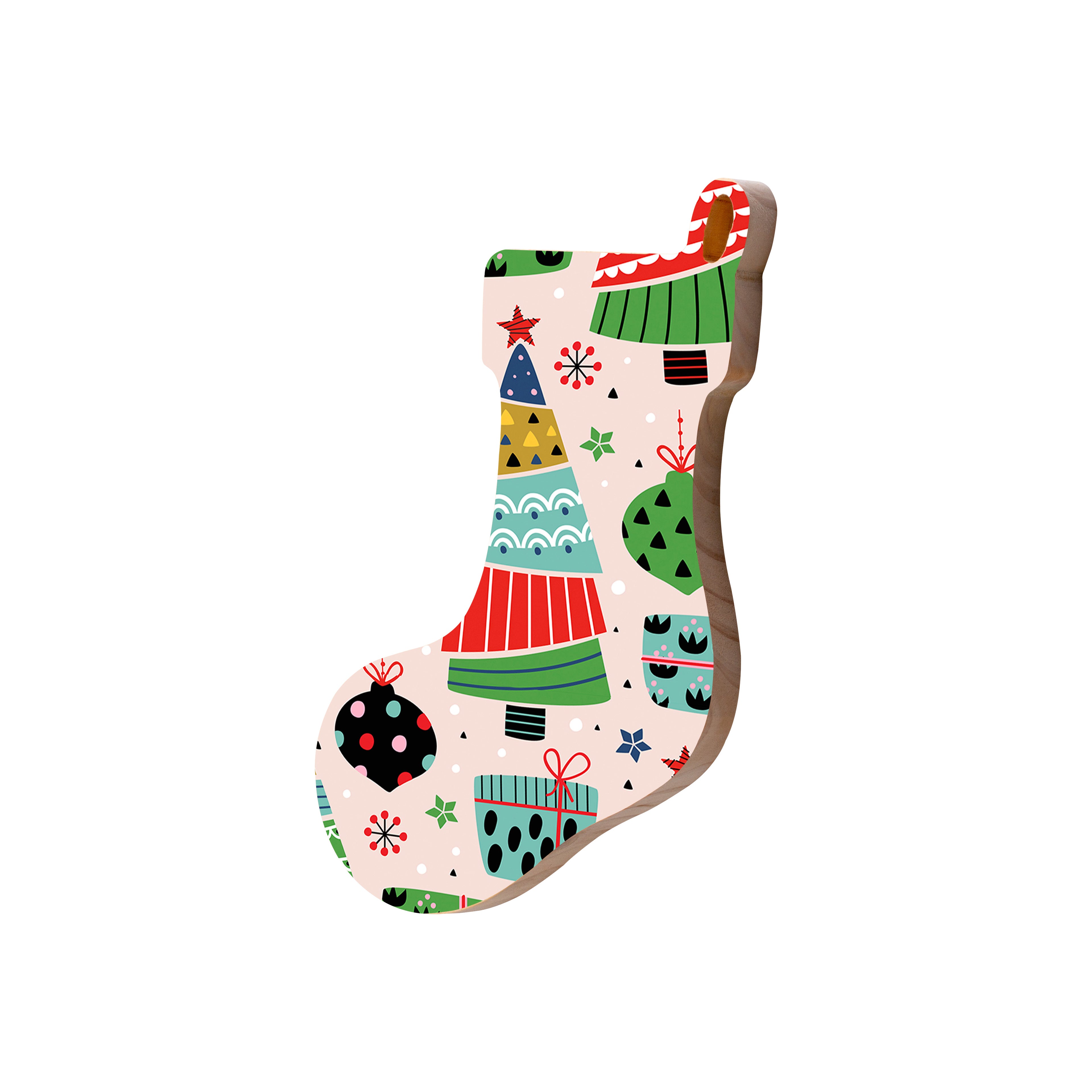 Christmas Decorations SCANDI XMAS II- Wooden Xmas Stocking And Fridge Magnet