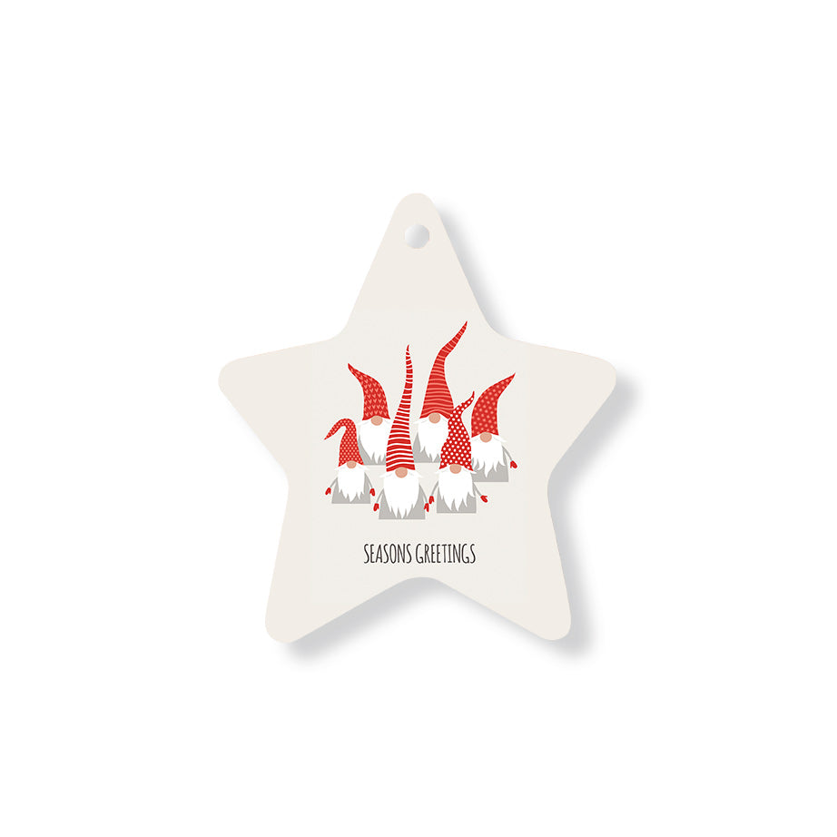 Christmas Decorations SEASONS GREETINGS- Wooden Xmas Star And Fridge Magnet