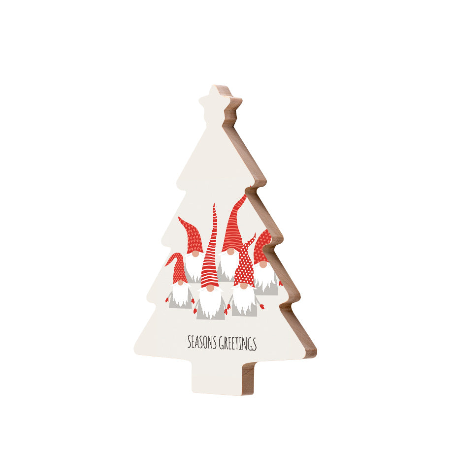Christmas Decorations SEASONS GREETINGS- Wooden Xmas Tree And Fridge Magnet