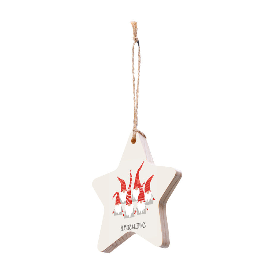 Christmas Decorations SEASONS GREETINGS- Wooden Xmas Star And Fridge Magnet