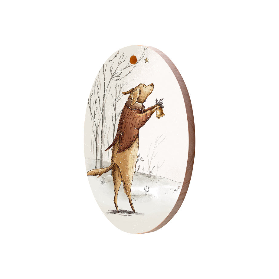 Christmas Decorations SIR XMAS- Wooden Xmas Oval Decoration and Fridge Magnet
