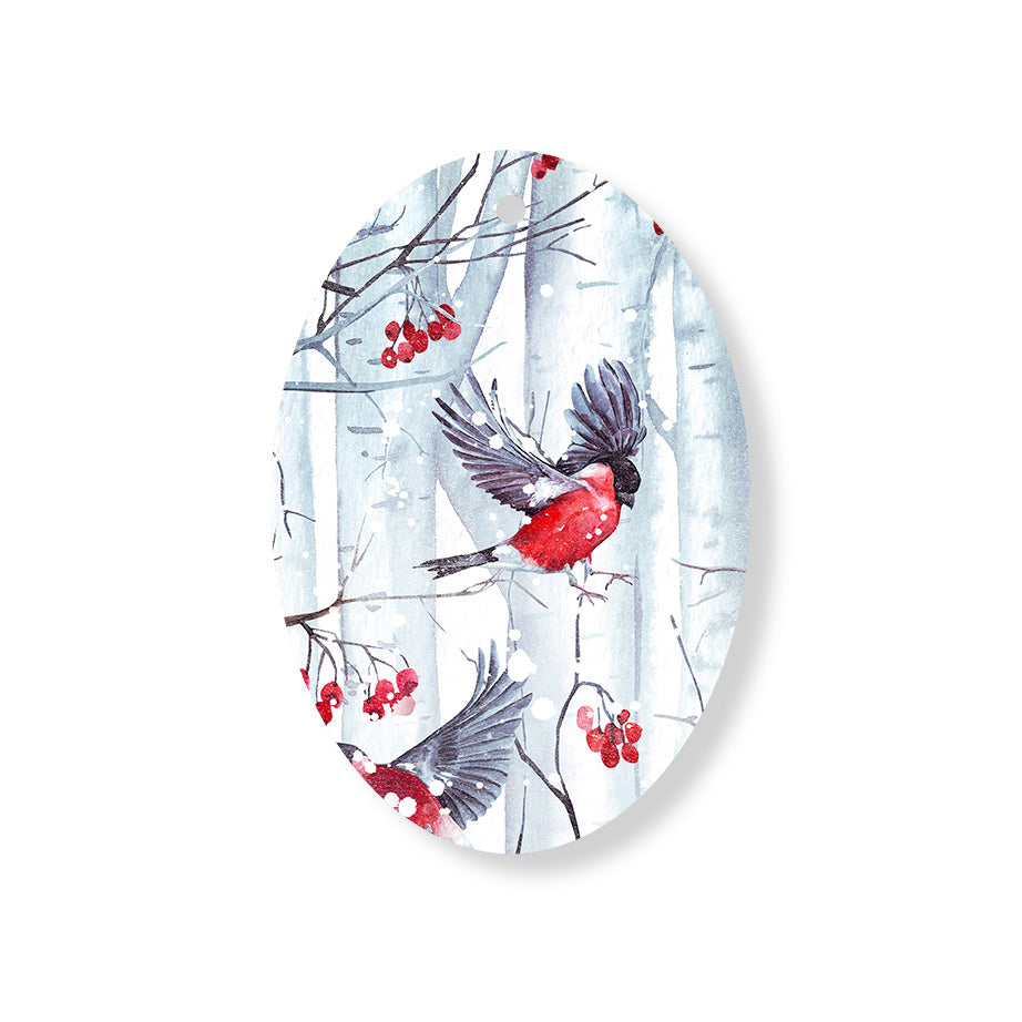 Christmas Decorations SNOW FOREST- Wooden Xmas Oval Decoration and Fridge Magnet