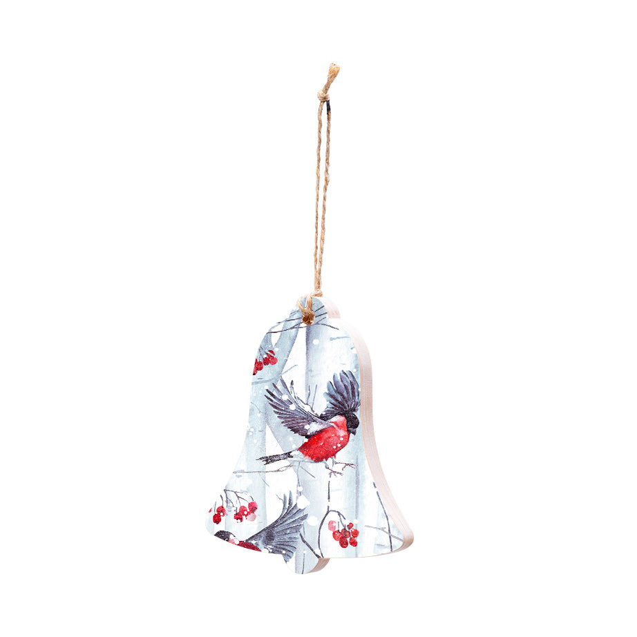 Christmas Decorations SNOW FOREST- Wooden Xmas Bell And Fridge Magnet