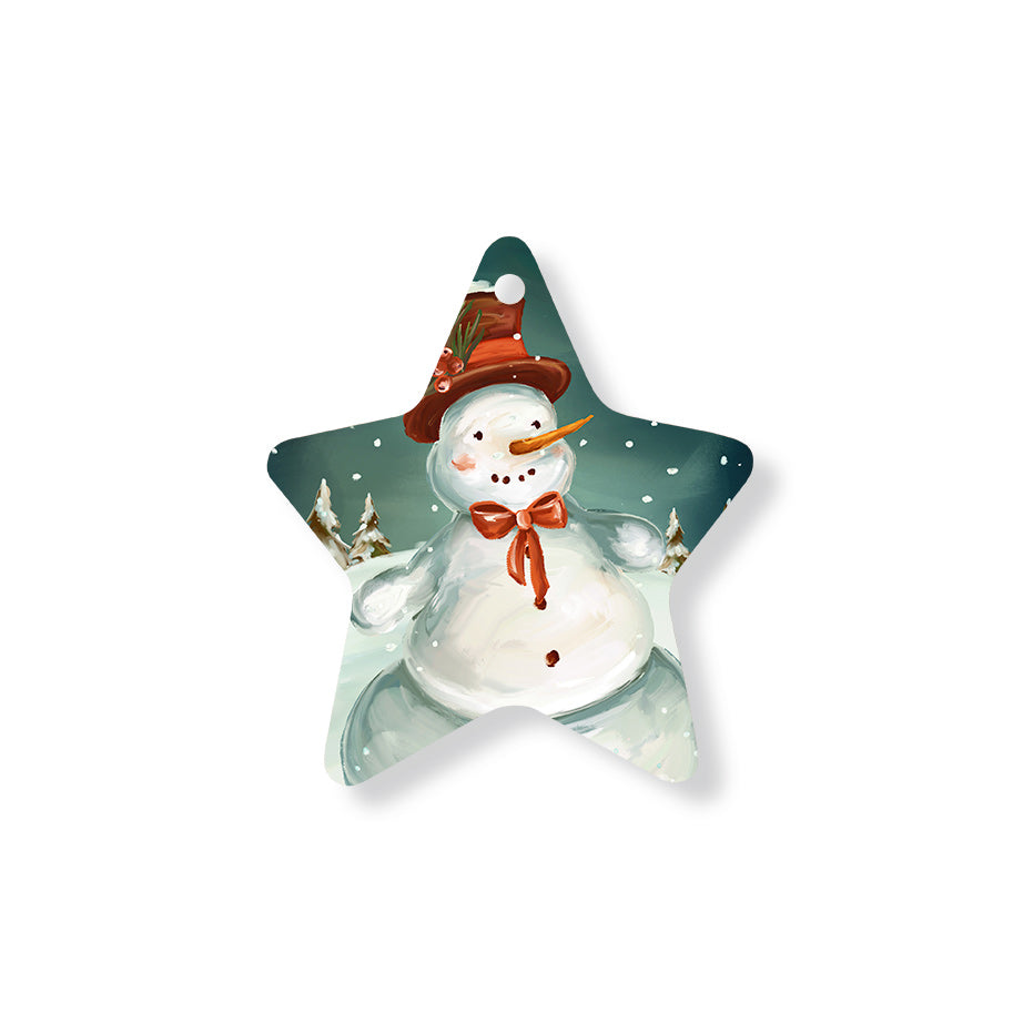 Christmas Decorations SNOWMAN- Wooden Xmas Star And Fridge Magnet