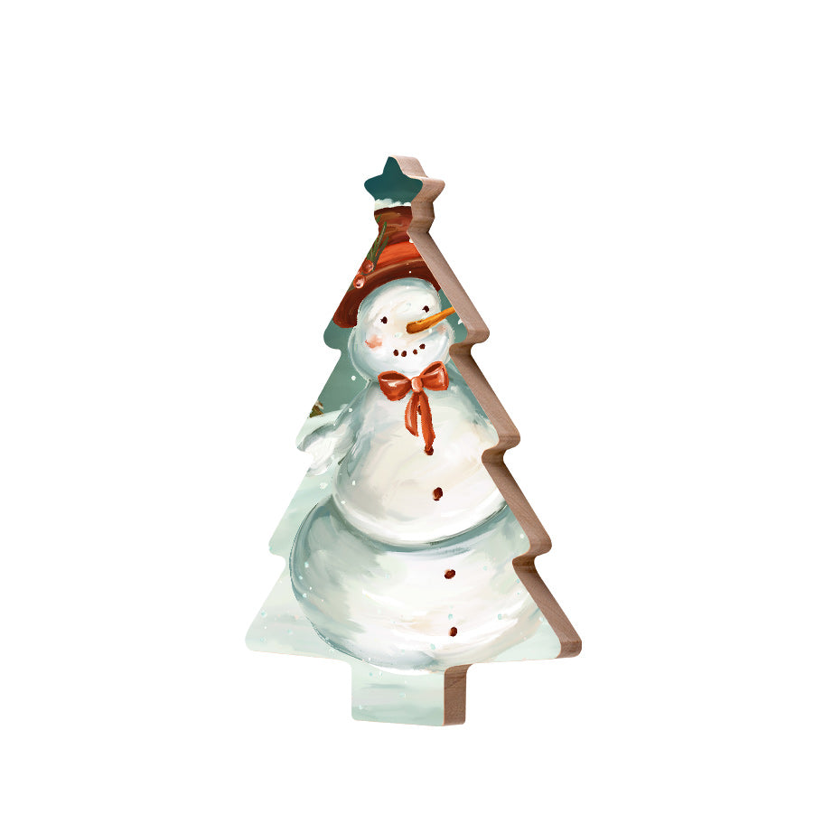 Christmas Decorations SNOWMAN- Wooden Xmas Tree And Fridge Magnet