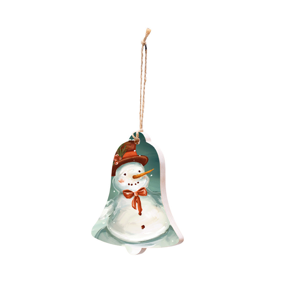 Christmas Decorations SNOWMAN- Wooden Xmas Bell And Fridge Magnet