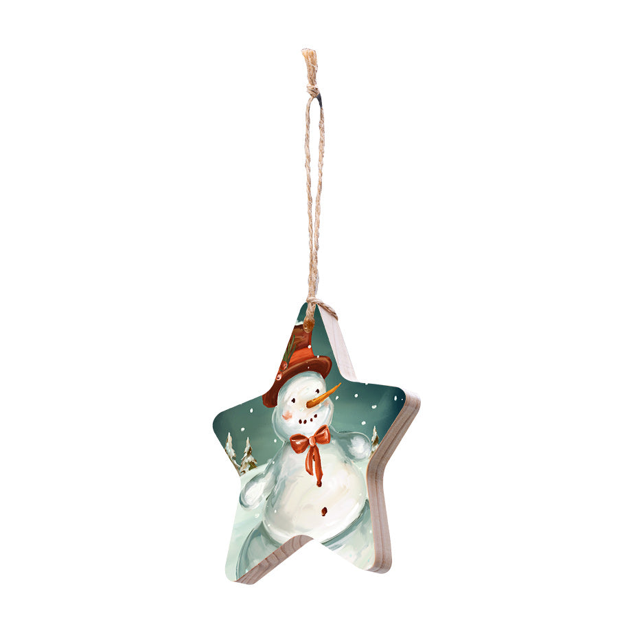 Christmas Decorations SNOWMAN- Wooden Xmas Star And Fridge Magnet