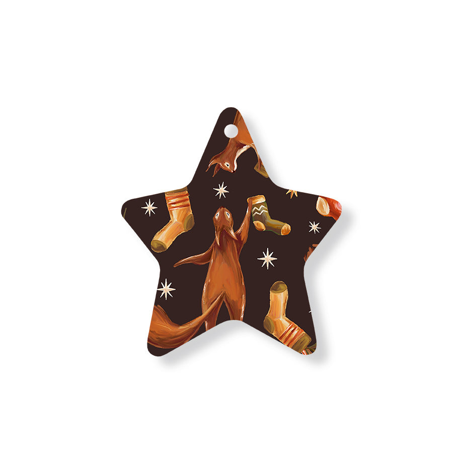 Christmas Decorations SQUIRELL GIFTS- Wooden Xmas Star And Fridge Magnet