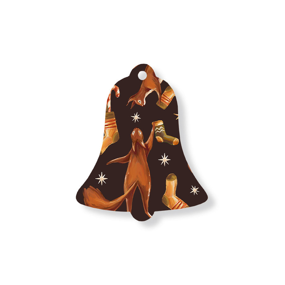 Christmas Decorations SQUIRELL GIFTS- Wooden Xmas Bell And Fridge Magnet
