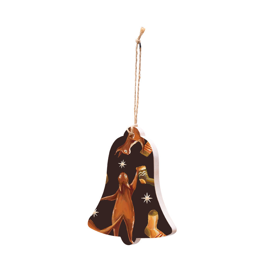 Christmas Decorations SQUIRELL GIFTS- Wooden Xmas Bell And Fridge Magnet