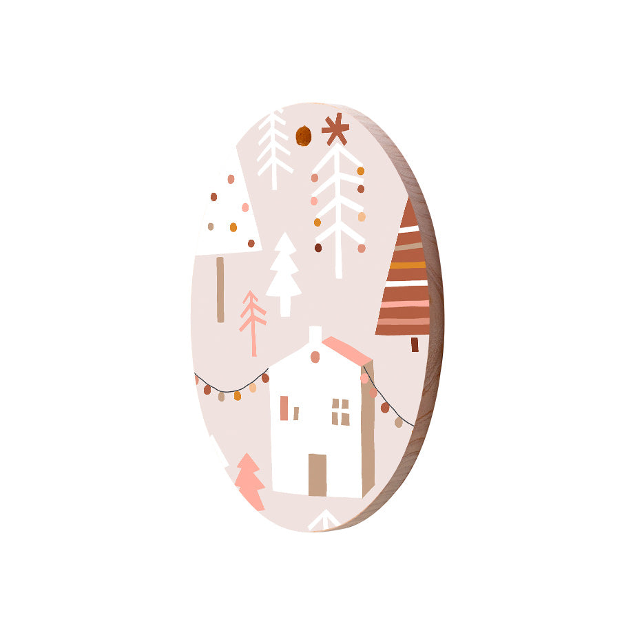 Christmas Decorations STREET XMAS- Wooden Xmas Oval Decoration and Fridge Magnet