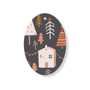 Christmas Decorations STREET XMAS- DARK- Wooden Xmas Oval Decoration and Fridge Magnet