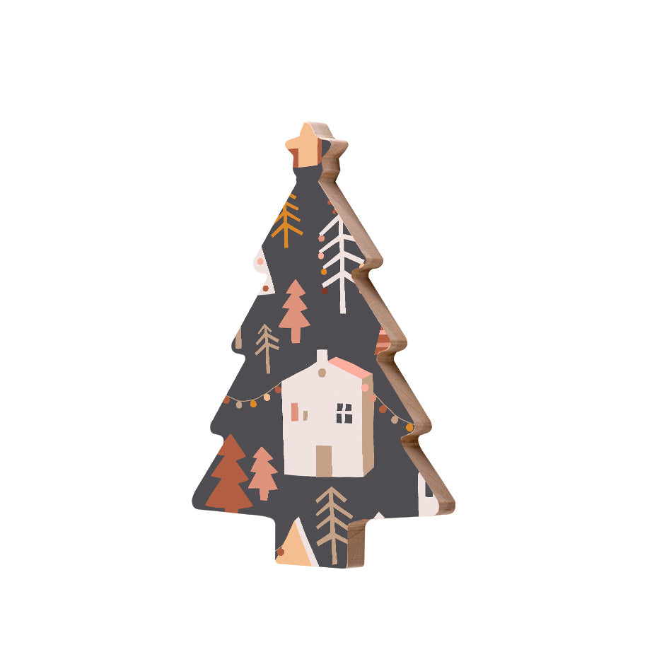 Christmas Decorations STREET XMAS- DARK- Wooden Xmas Tree And Fridge Magnet