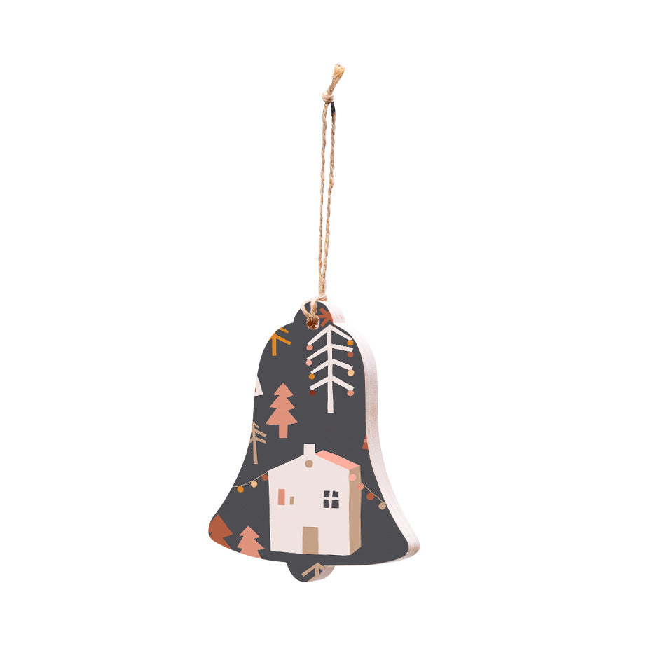 Christmas Decorations STREET XMAS- DARK- Wooden Xmas Bell And Fridge Magnet