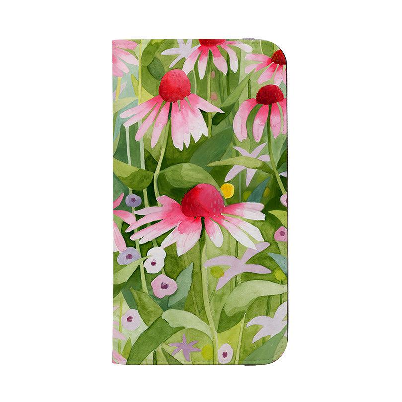Wallet phone case-Summer Echinacea By Bex Parkin-Vegan Leather Wallet Case Vegan leather. 3 slots for cards Fully printed exterior. Compatibility See drop down menu for options, please select the right case as we print to order.-Stringberry