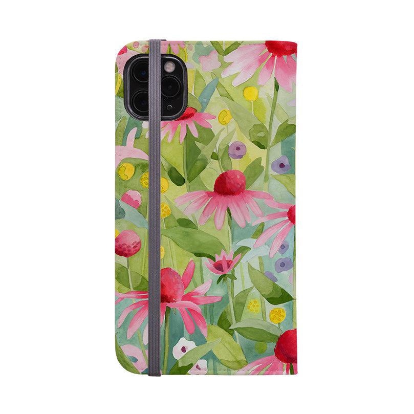 Wallet phone case-Summer Echinacea By Bex Parkin-Vegan Leather Wallet Case Vegan leather. 3 slots for cards Fully printed exterior. Compatibility See drop down menu for options, please select the right case as we print to order.-Stringberry
