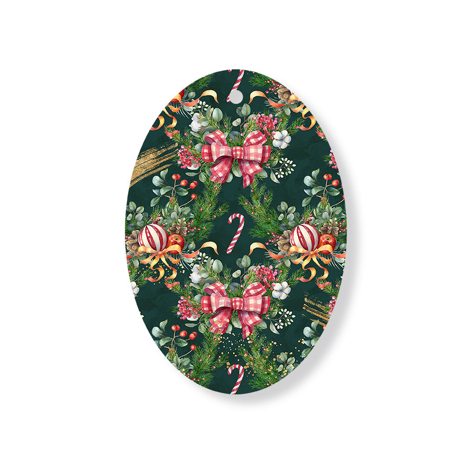 Christmas Decorations SWEET WINTER- Wooden Xmas Oval Decoration and Fridge Magnet