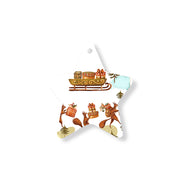 Christmas Decorations THREE WISE SQUIRELL- Wooden Xmas Star And Fridge Magnet