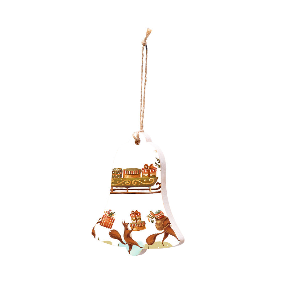 Christmas Decorations THREE WISE SQUIRELL- Wooden Xmas Bell And Fridge Magnet
