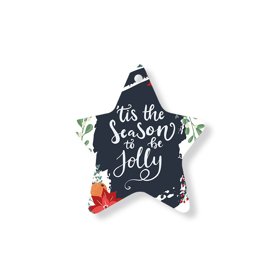 Christmas Decorations TIS THE SEASON TO BE JOLLY- Wooden Xmas Star And Fridge Magnet