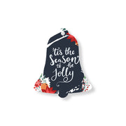 Christmas Decorations TIS THE SEASON TO BE JOLLY- Wooden Xmas Bell And Fridge Magnet