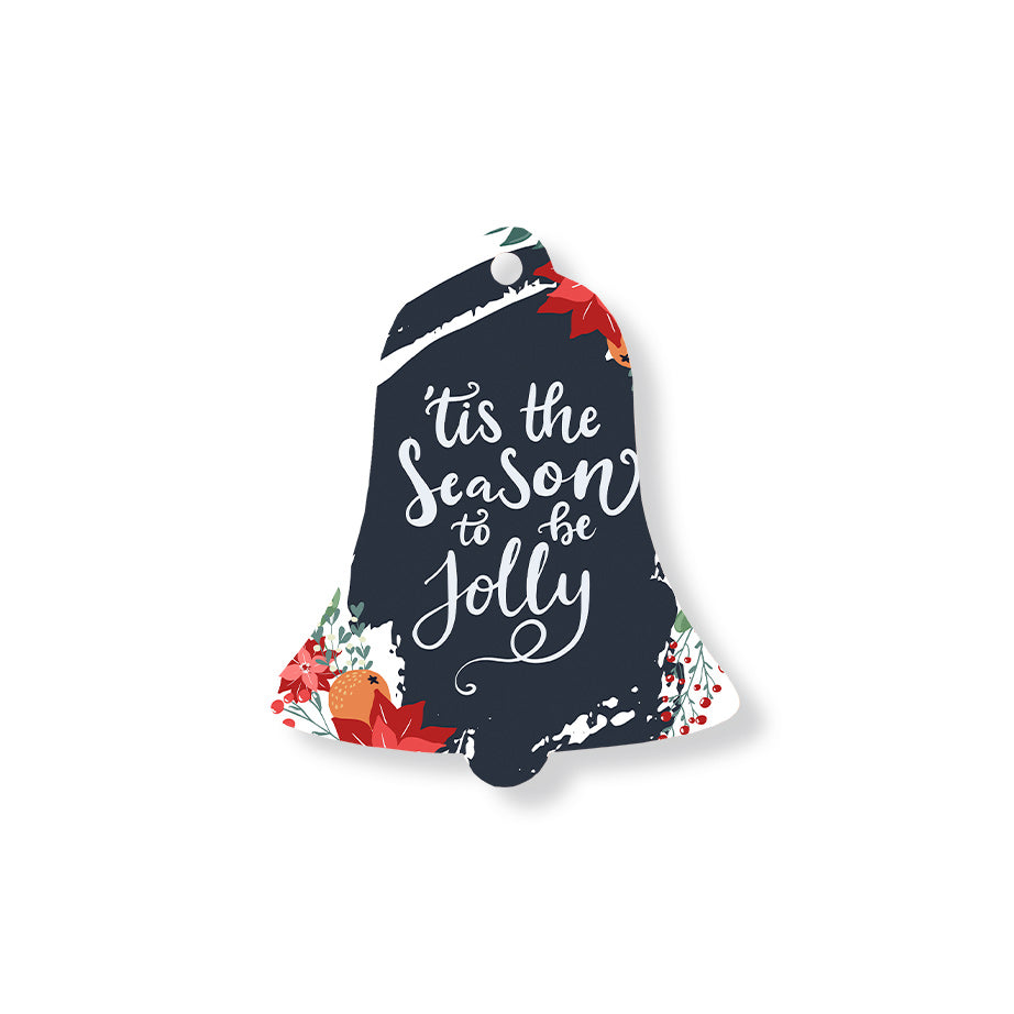 Christmas Decorations TIS THE SEASON TO BE JOLLY- Wooden Xmas Bell And Fridge Magnet