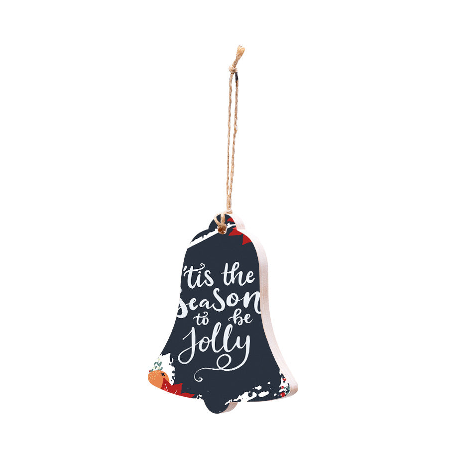 Christmas Decorations TIS THE SEASON TO BE JOLLY- Wooden Xmas Bell And Fridge Magnet
