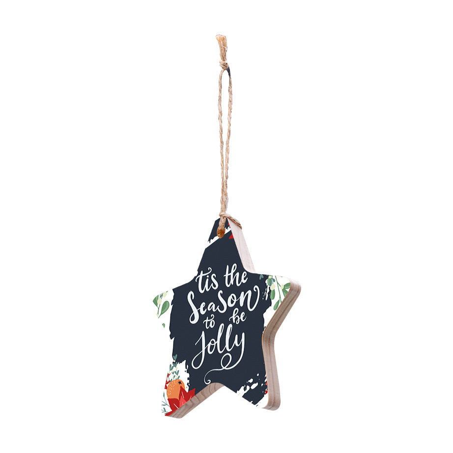 Christmas Decorations TIS THE SEASON TO BE JOLLY- Wooden Xmas Star And Fridge Magnet