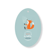 Christmas Decorations WARM WINTER FEELINGS- Wooden Xmas Oval Decoration and Fridge Magnet