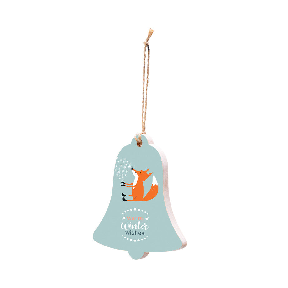Christmas Decorations WARM WINTER FEELINGS- Wooden Xmas Bell And Fridge Magnet