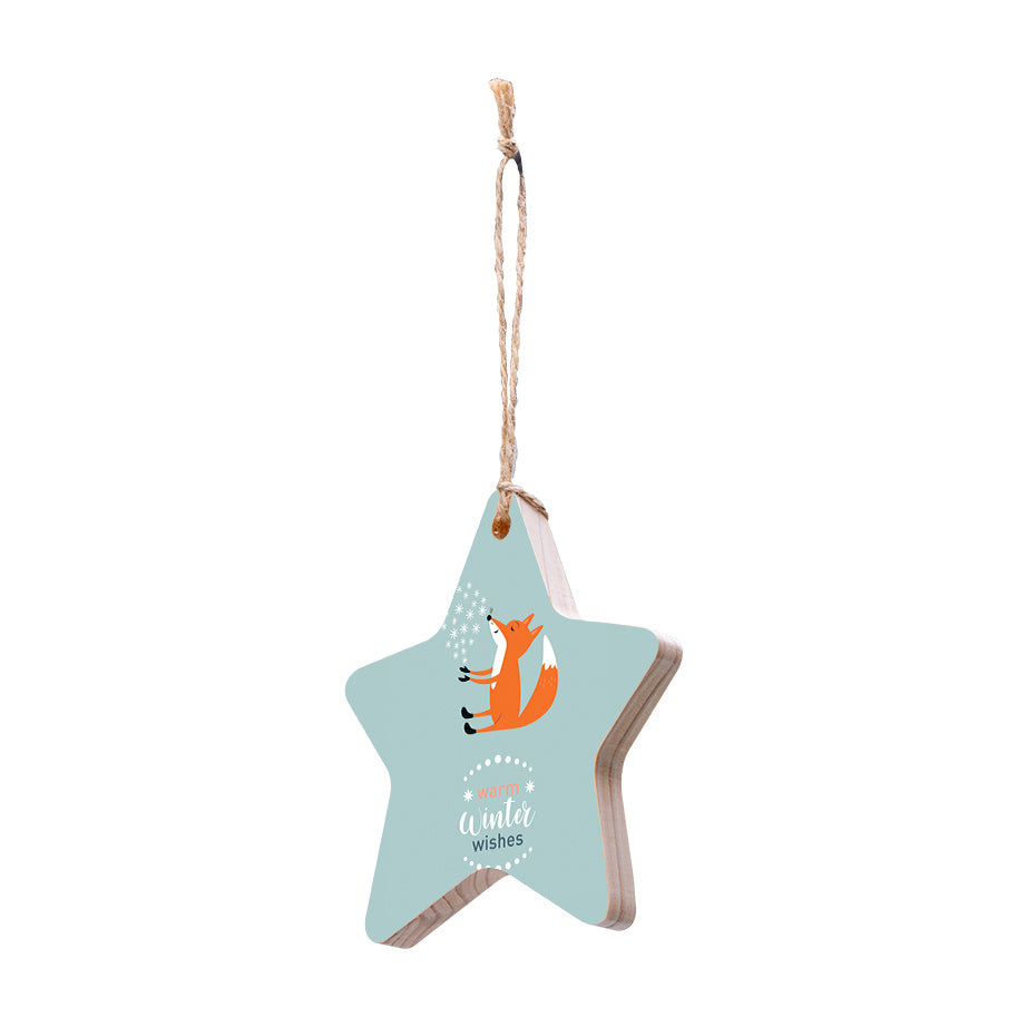 Christmas Decorations WARM WINTER FEELINGS- Wooden Xmas Star And Fridge Magnet