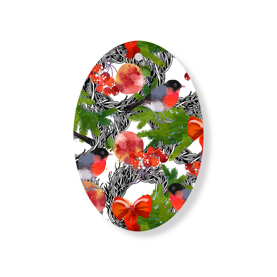 Christmas Decorations WHIMSICAL WONDER- Wooden Xmas Oval Decoration and Fridge Magnet