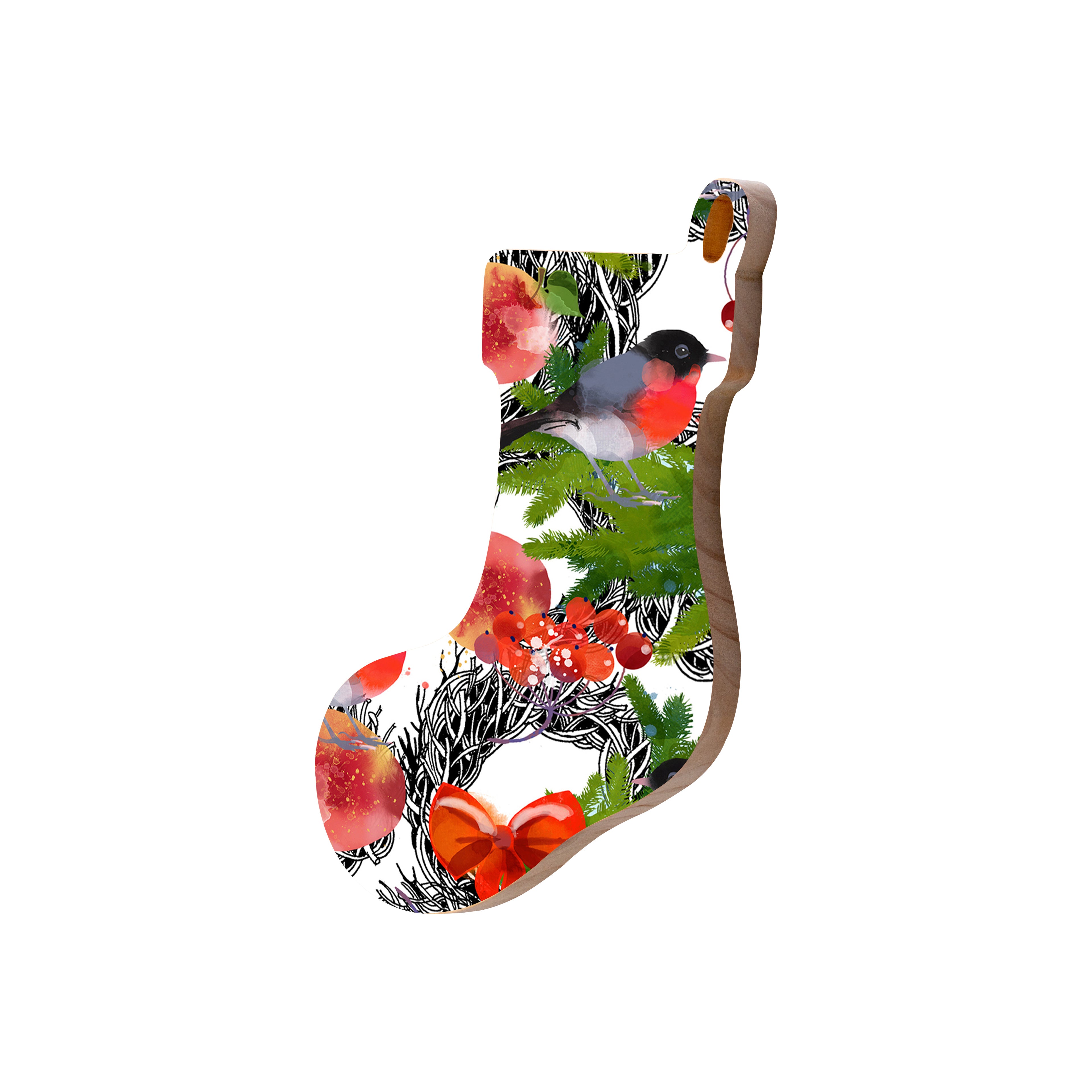 Christmas Decorations WHIMSICAL WONDER- Wooden Xmas Stocking And Fridge Magnet