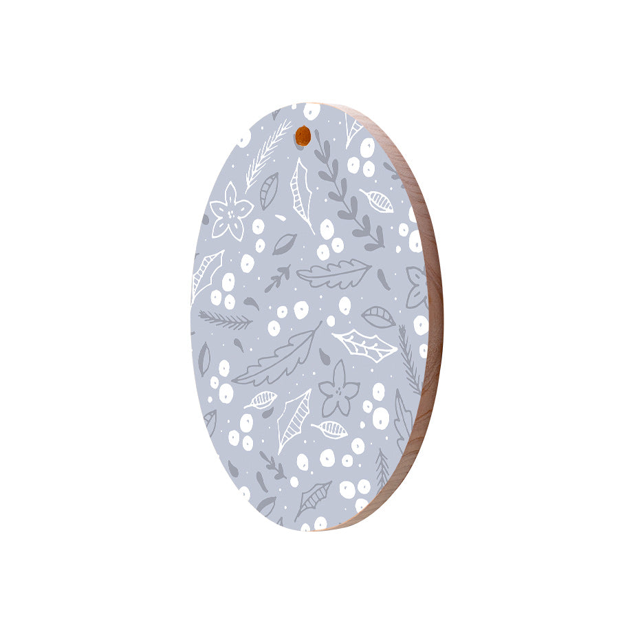 Christmas Decorations WHITE XMAS- Wooden Xmas Oval Decoration and Fridge Magnet