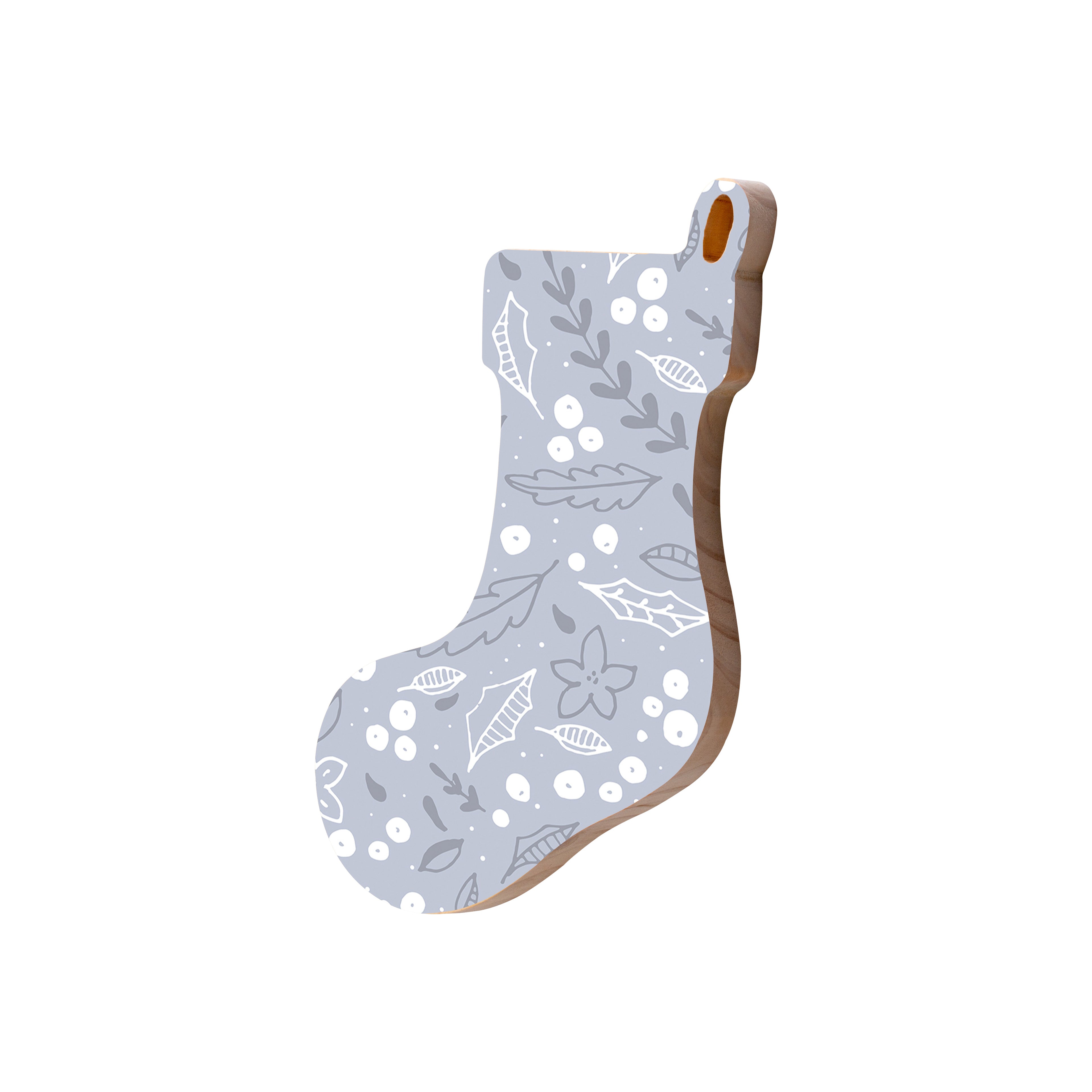 Christmas Decorations WHITE XMAS- Wooden Xmas Stocking And Fridge Magnet